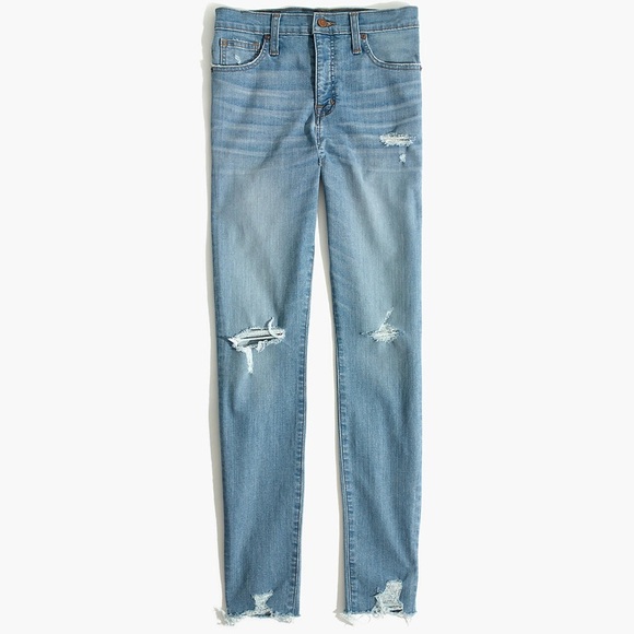 Madewell 9" High-Rise Skinny Jeans in Ontario Wash: Distressed-Hem Edition - Picture 1 of 10